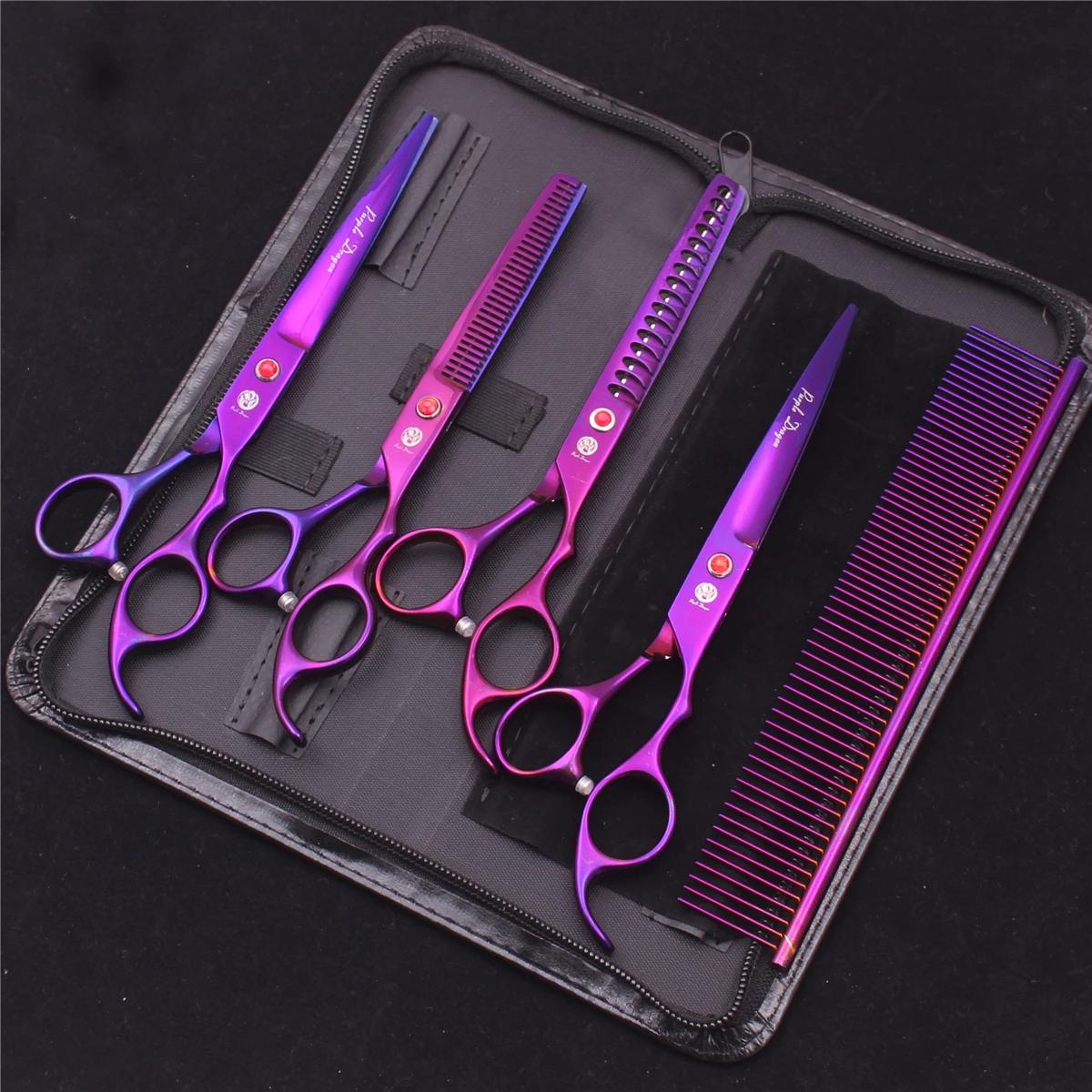 Ciseaux pour animaux de compagnie Dragon violet 7 '', Kit de ciseaux de toilettage pour chiens en ac