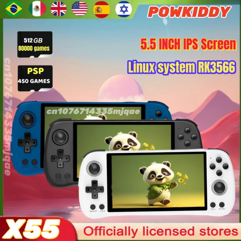 POWKIDDY-Consoles de jeux vidéo portables, système Linux, TV, HDMI, lecteur rétro, 5.5G, 512 jeux, P