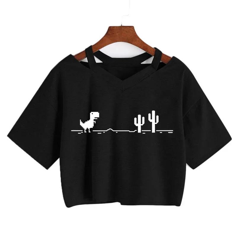 2000s Y2k Imprimer Femmes T-shirt Harajuku Gothique Recadrée Mange T-shirt Drôle Graphique T-shirt S