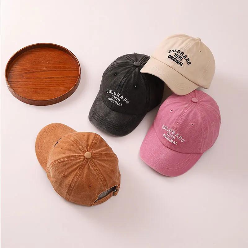 Casquette de baseball avec lettres brodées pour enfants, mode rétro, chapeau en langue de canard pou