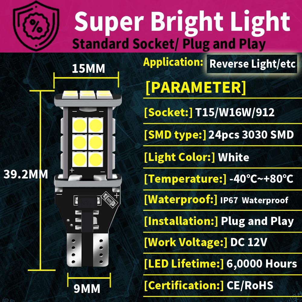 2 ampoules LED Canbus sans erreur T15 W16W, feu de recul pour Audi A4 A6 A7 A8 A3 B8 B6 8P RS5 C5 C6