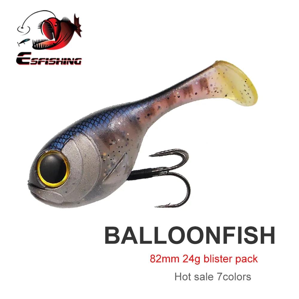 ESFISHING Silicone souple appât Balloonfish 82mm24g Deraball avec crochet de qualité Pesca artificie
