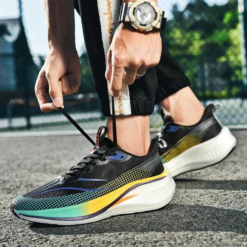 Chaussures de course de sport pour hommes et femmes, décontractées, respirantes, surface en maille,