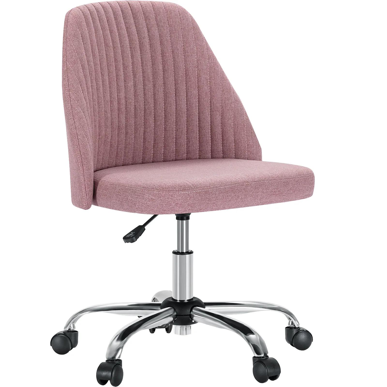 JIan-Petite chaise de bureau sans accoudoirs avec dossier, chaise de vanité à roulettes, tissu moder