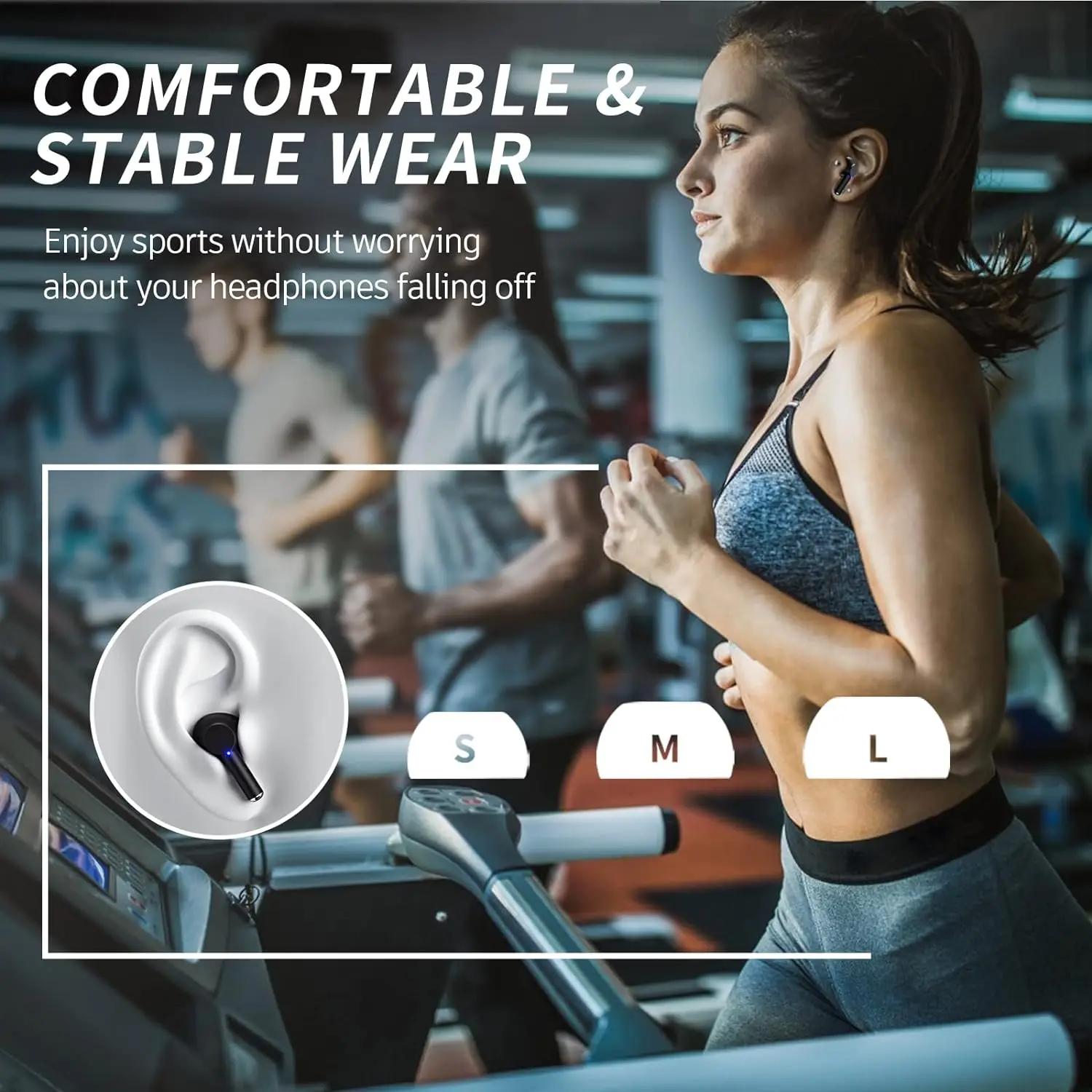 Écouteurs sans fil Bluetooth 5.3, lecture 60H, affichage de puissance LED, écouteurs, micro, suppres