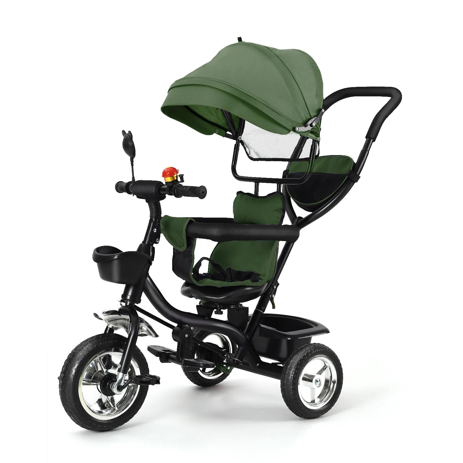 Tricycle avec barre de poussée, siège rotatif, voyage avant et arrière, auvent pliable avec protecti