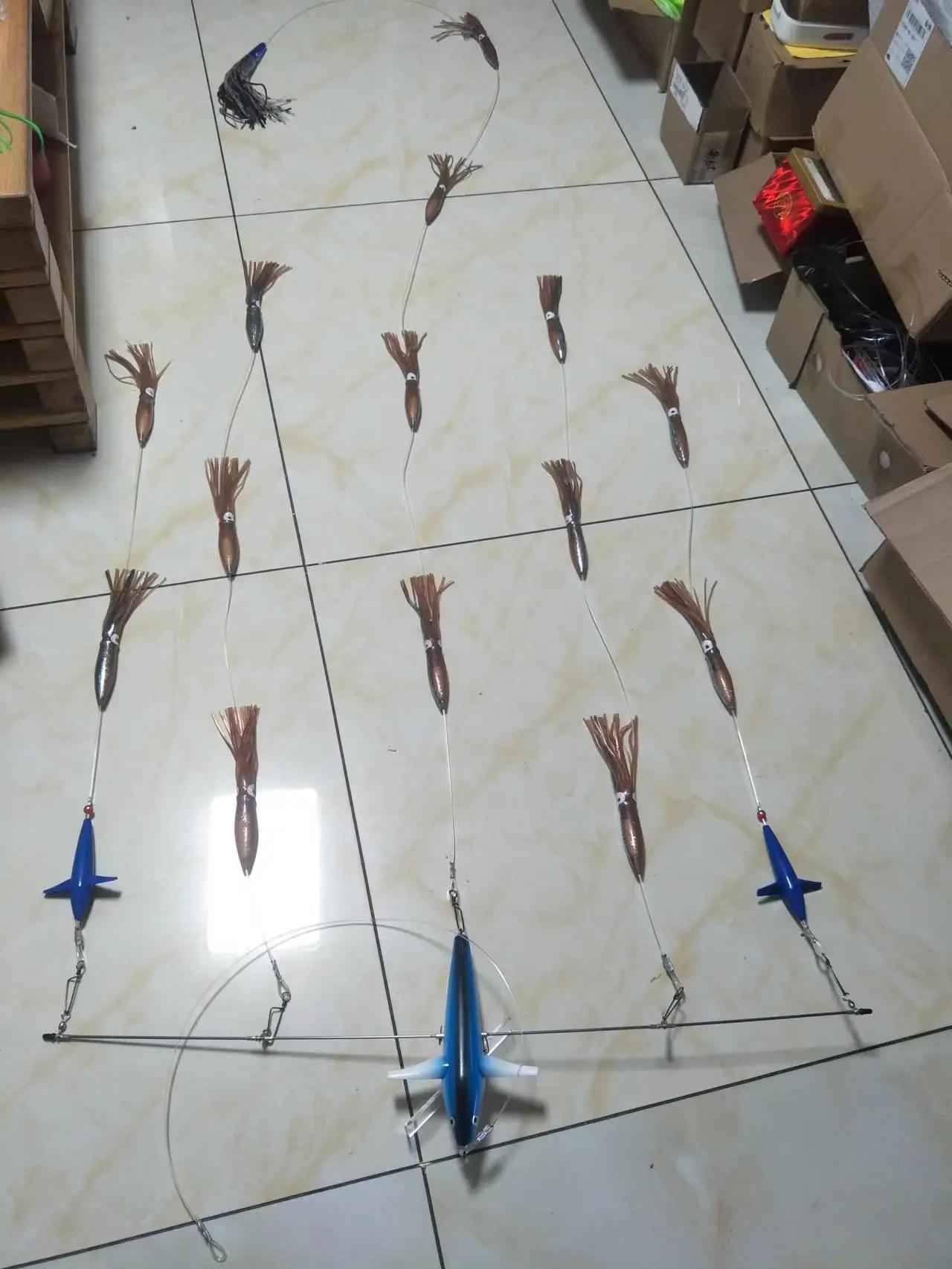 Marlin thon Teaser Bird Splashbar SpreaderBars avec 9 "Premium Leurres, 36" Tianium Nickel Alliage,