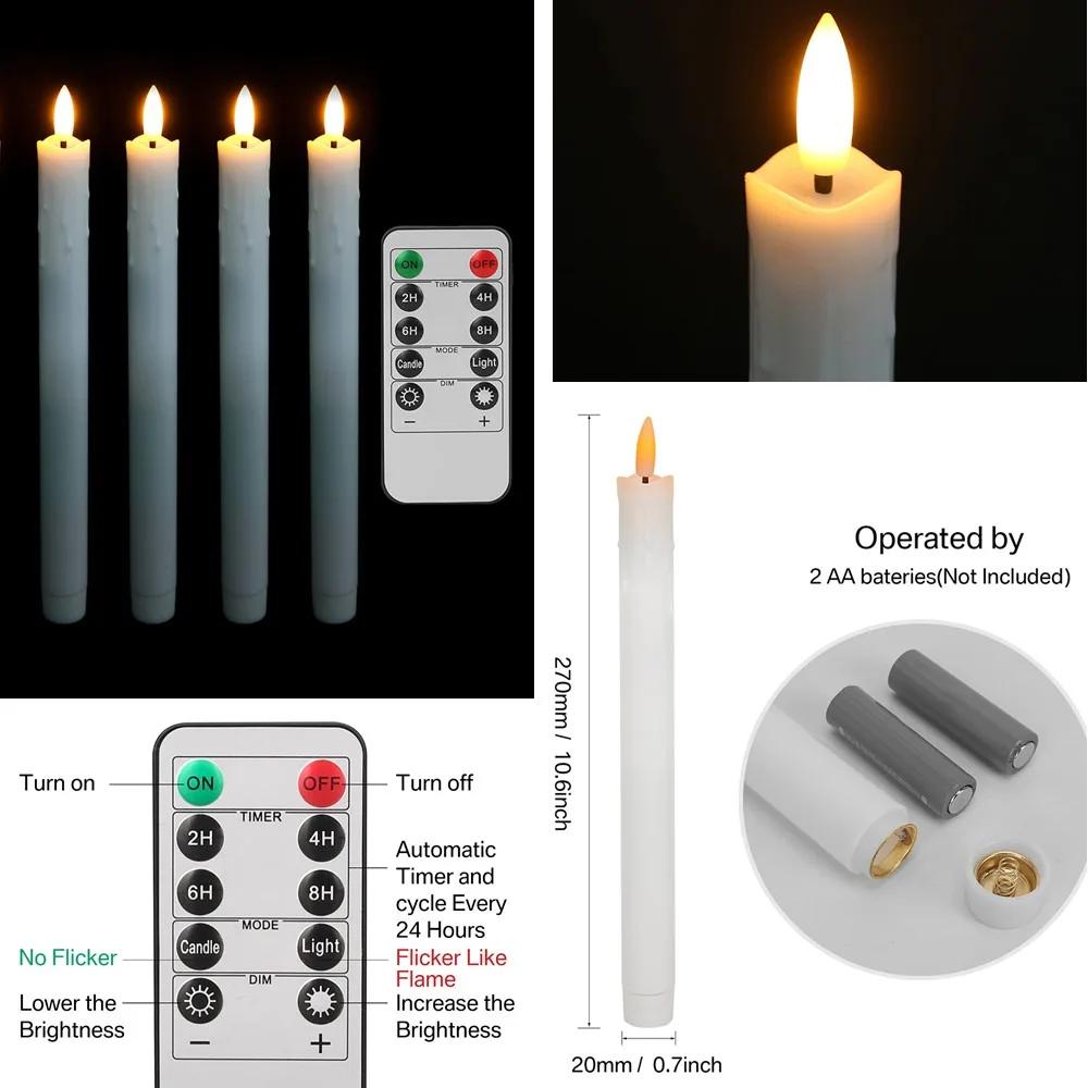 Bougies chauffe-plat scintillantes sans flamme avec télécommande, lumière de mèche 3D, ci-après les,