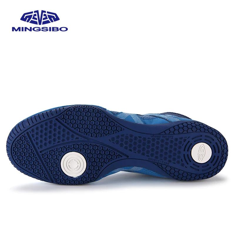 Original MINGSIBO mi coupe bleu baskets de boxe unisexe respirant lutte chaussures de combat vêtemen