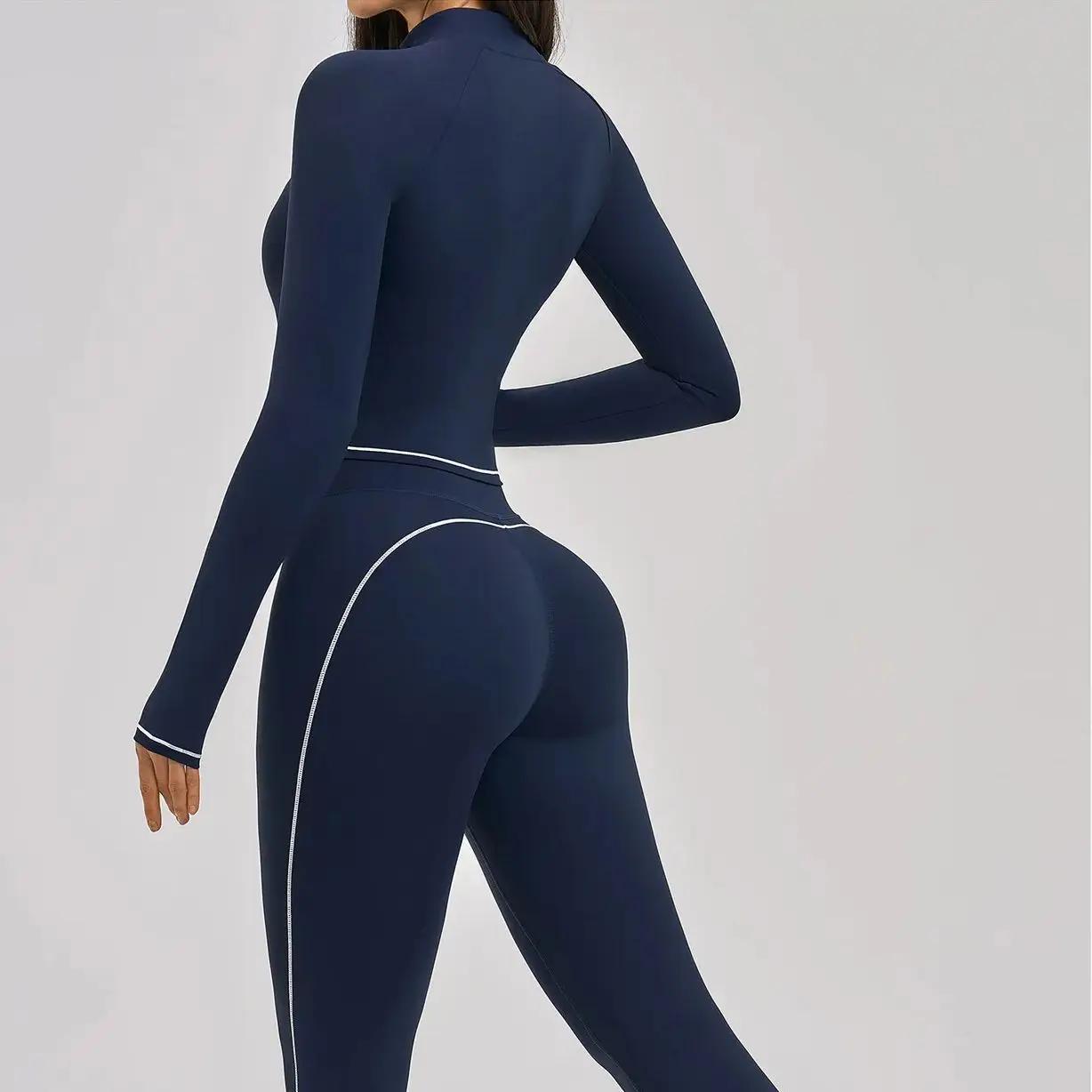 Ensemble deux pièces Ningyu pour femmes, veste de sport coupe-vent haut de gamme à col montant, legg