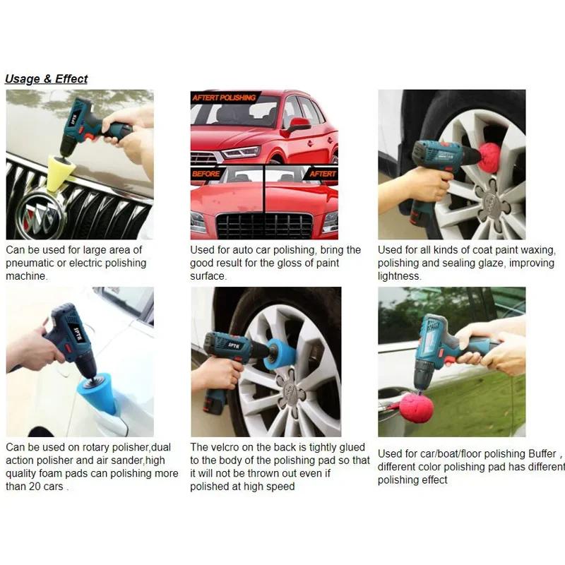 Tampon de polissage de voiture, mousse de polissage, éponge, polisseuse conique, tampon tampon, Kit
