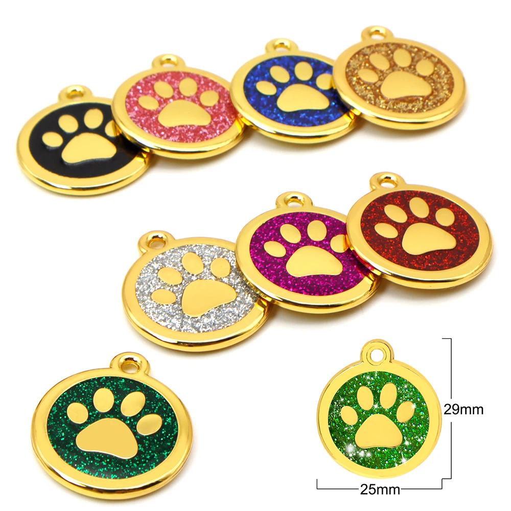 Étiquettes d'identification personnalisées en forme de patte pour chien et chat, accessoires de coll