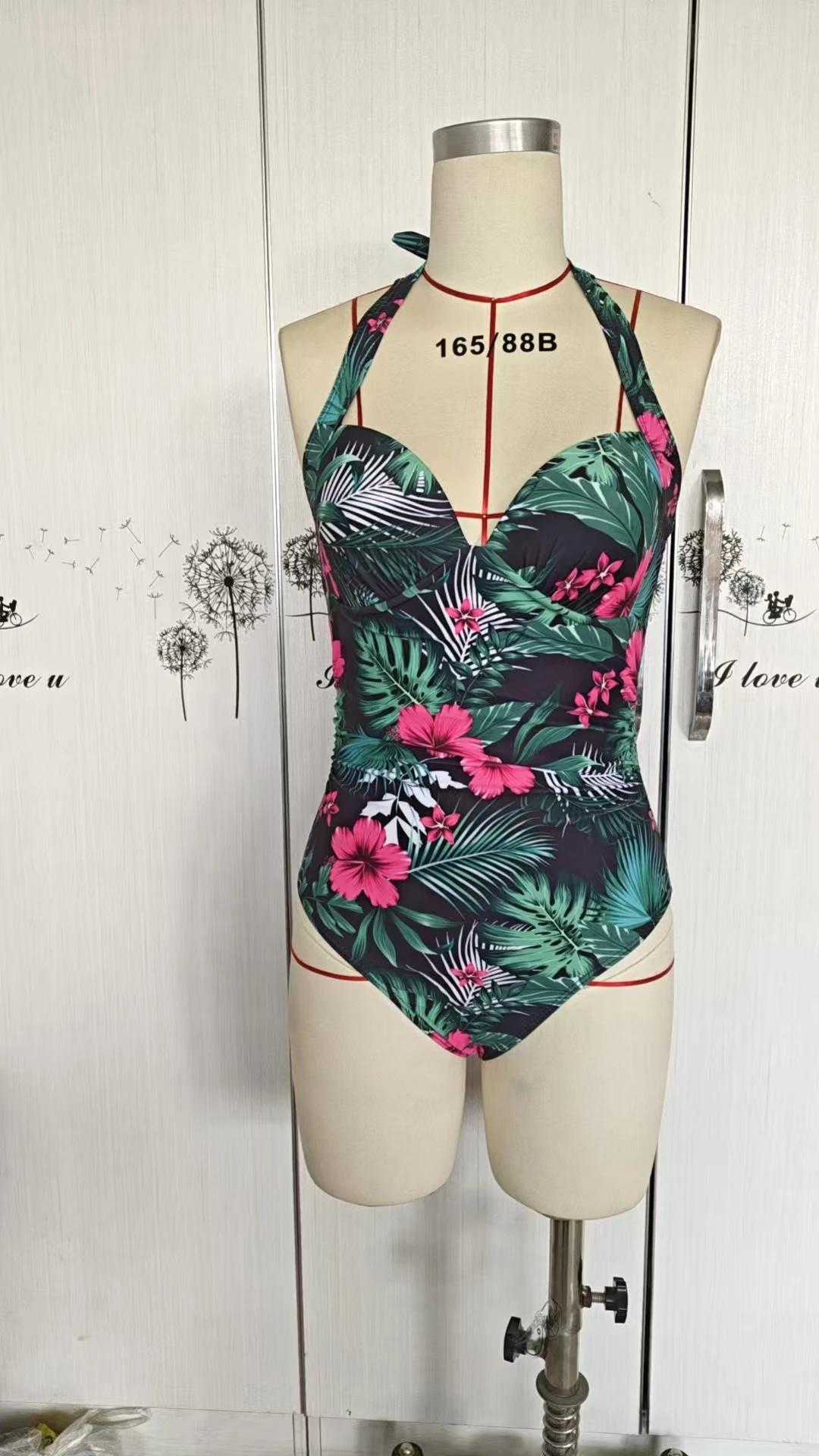 Maillot de bain une pièce imprimé, col licou, Sexy, sac rigide, à la mode, vêtements de plage, taill