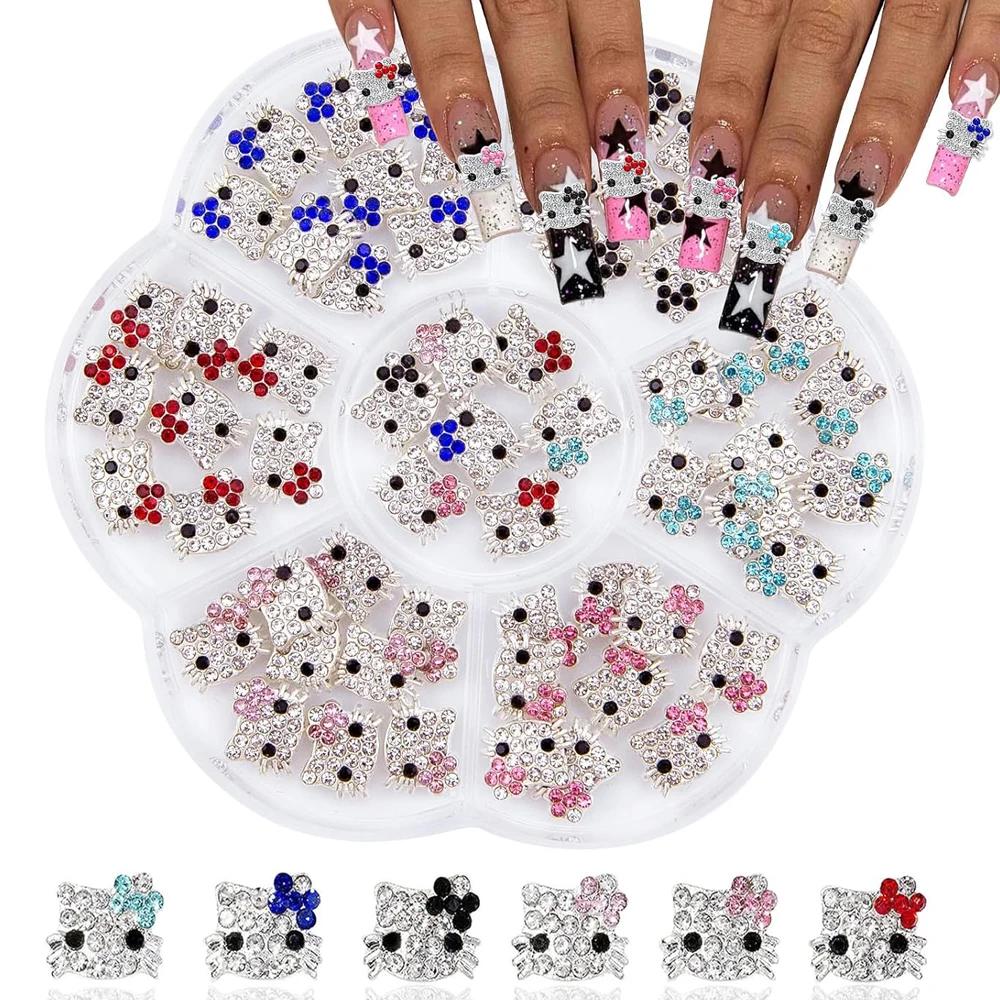 Breloques pour ongles Hello Kitty, en alliage 3D Sanrio, bijoux complets en diamant, strass, gemmes