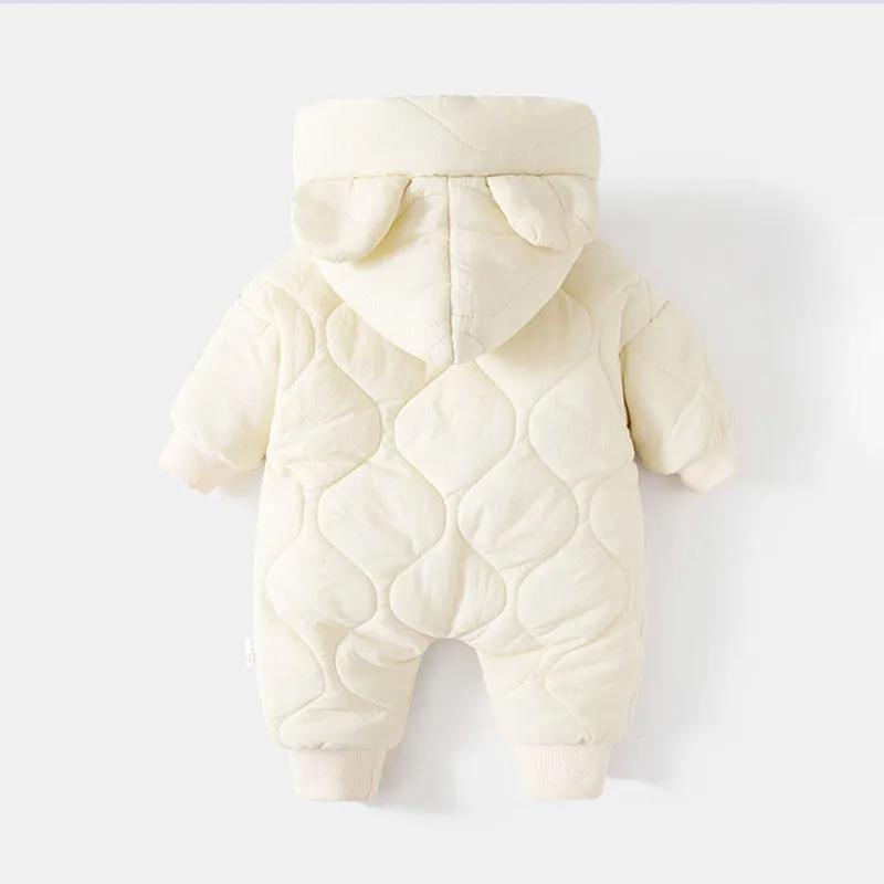 Combinaison à capuche pour bébé nouveau-né, printemps-automne 2026, en polaire rembourrée, motif des