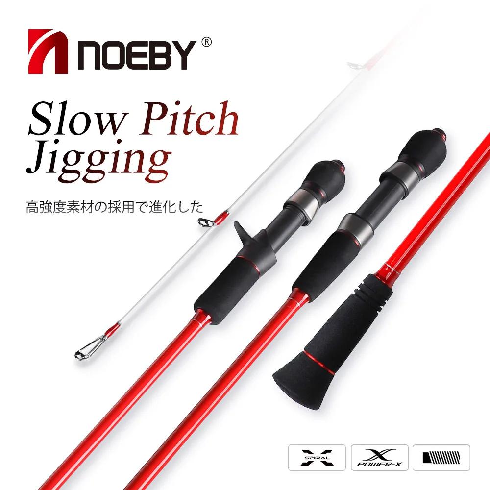 Noeby-Pêche à la turlutte lente en fibre de carbone, filature à 2 sections, adaptée à la pêche en ba
