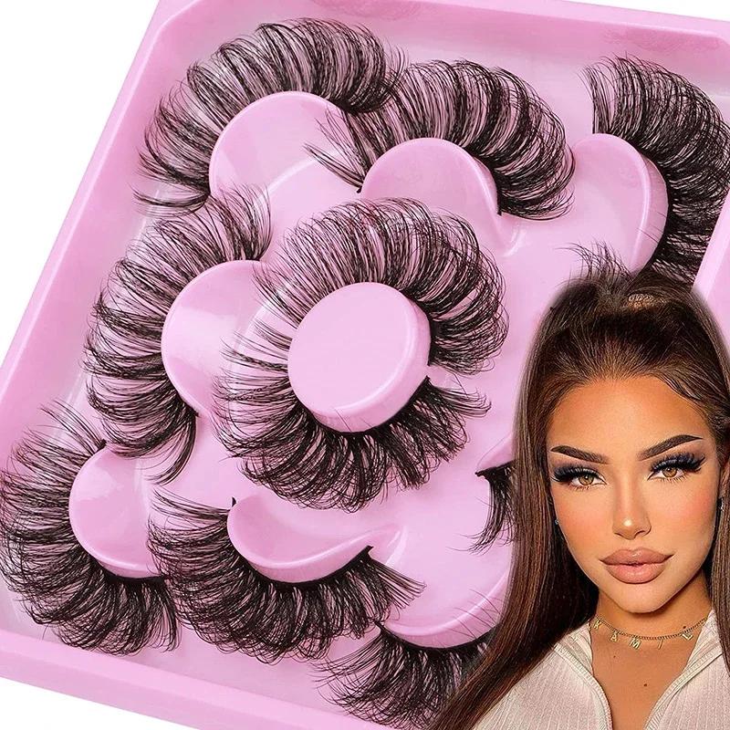 5 paires de cils en bande russe cils de vison moelleux 3D faux cils Volume russe cils faux cils Exte