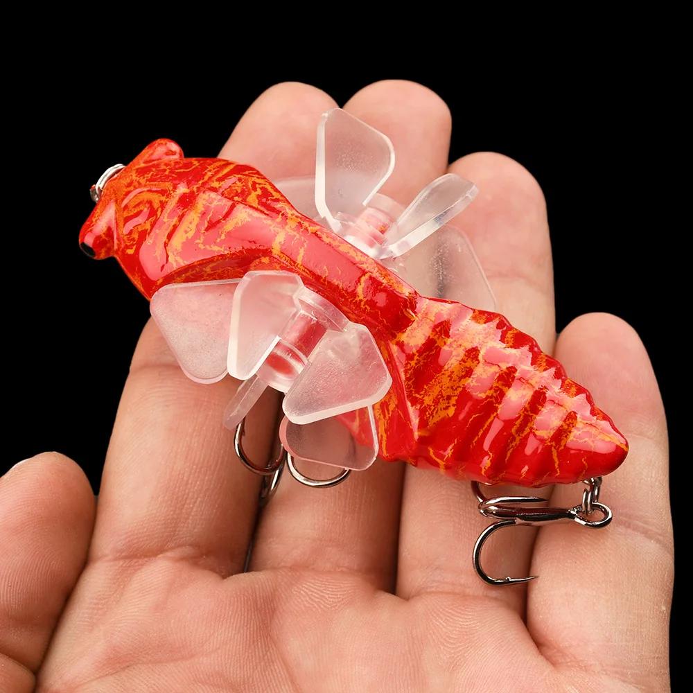 Cigale bionique leurre de poisson dur filature appât de pêche 7.5 cm/14g hélice triple crochet pour