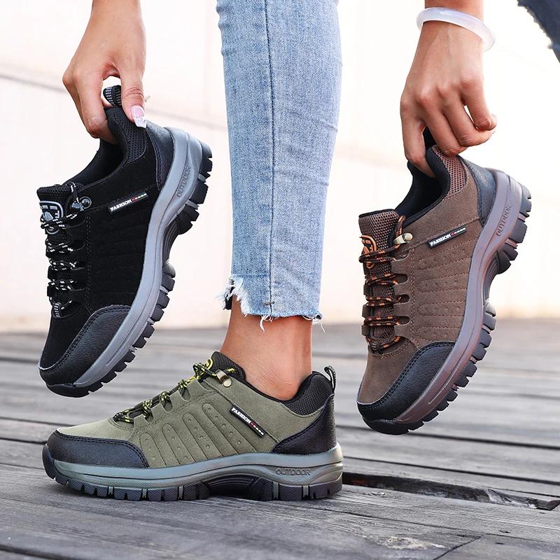 Chaussures de randonnée en daim rétro pour femmes, baskets à plateforme tactique, antidérapantes, po