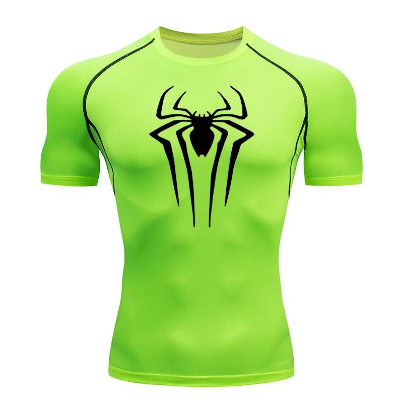 Chemises de Compression imprimées araignée pour hommes, t-shirt d'été à manches courtes, protection
