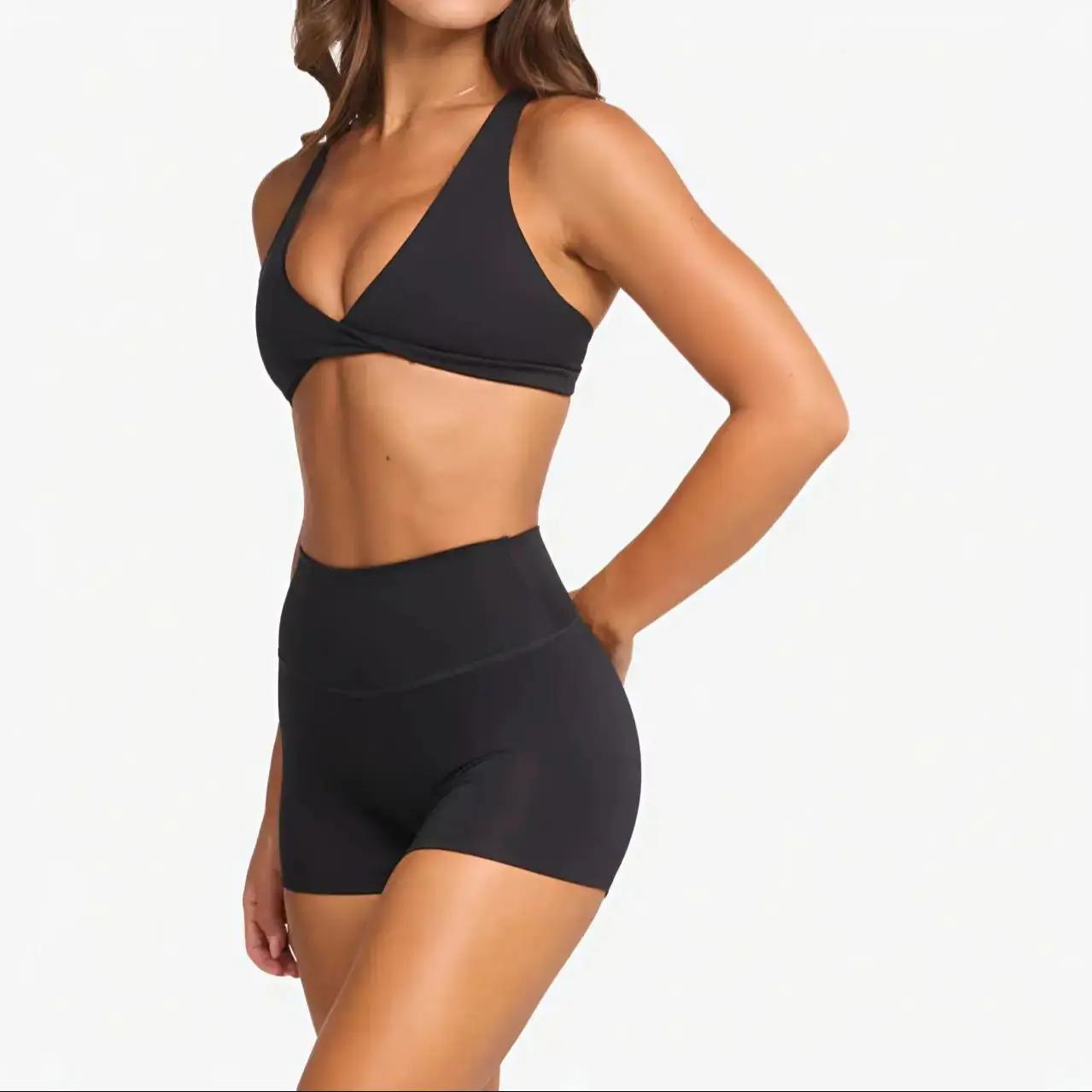 SHINBENE Soutien-gorge de sport torsadé pour femme - Dos croisé rembourré - Soutien-gorge de fitness