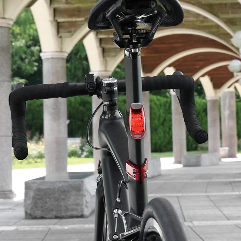 ROCKBROS – feu arrière de vélo, feu d'avertissement, sac de casque de cyclisme, lanterne hydrofuge,