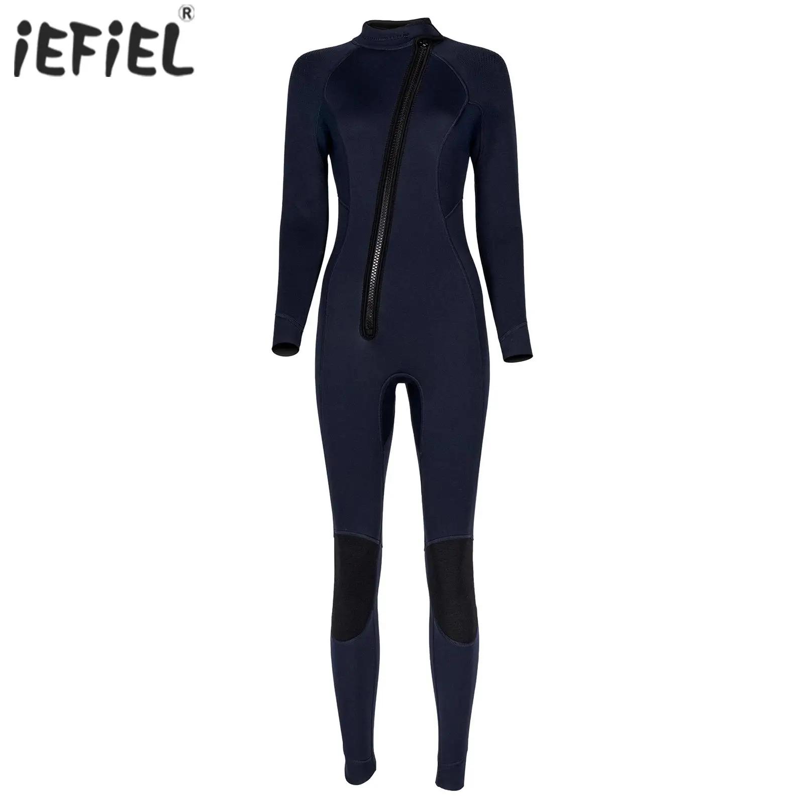 Combinaison thermique une pièce en néoprène pour femmes, 3mm, col montant, manches longues, fermetur
