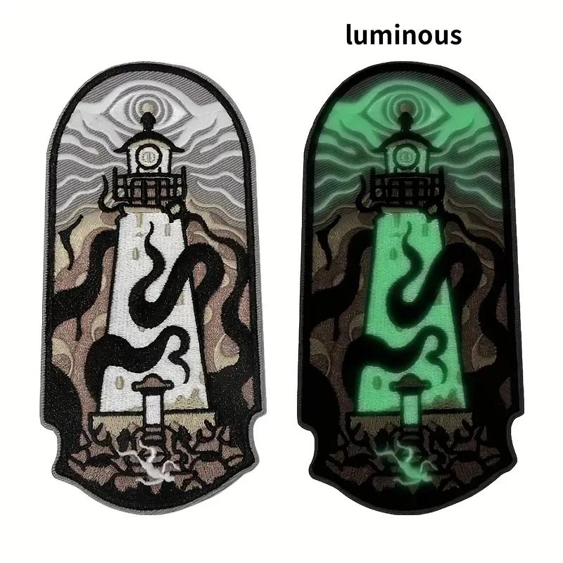 Patch brodé phare lumineux sur la mer, Badge esthétique, cadeau à faire soi-même, patchs à repasser