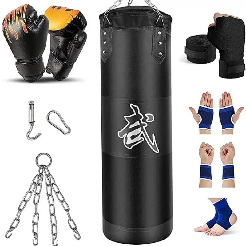 Sac de sable de boxe professionnel non rempli avec accessoires de confrontation, sac de frappe pour