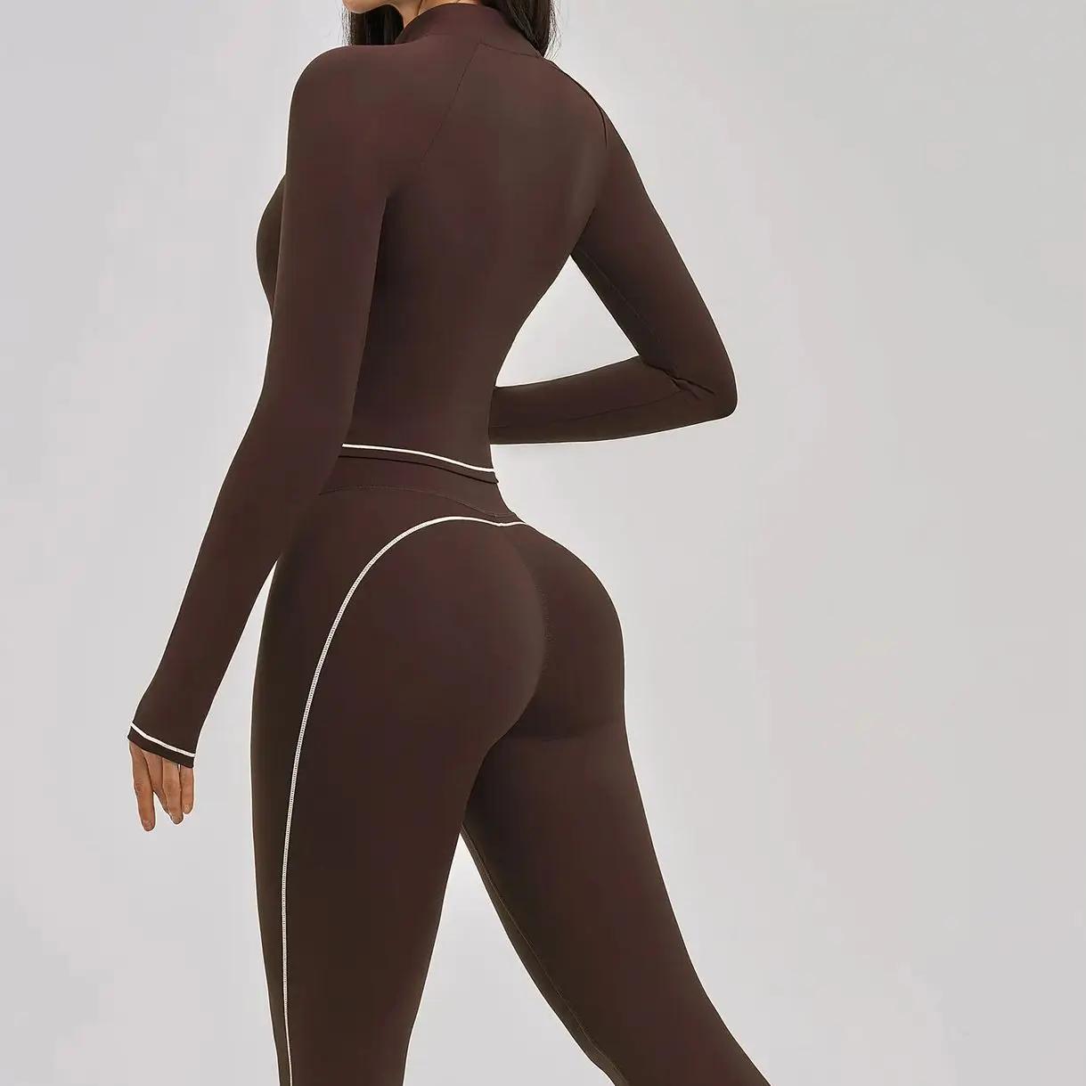 Ensemble deux pièces Ningyu pour femmes, veste de sport coupe-vent haut de gamme à col montant, legg