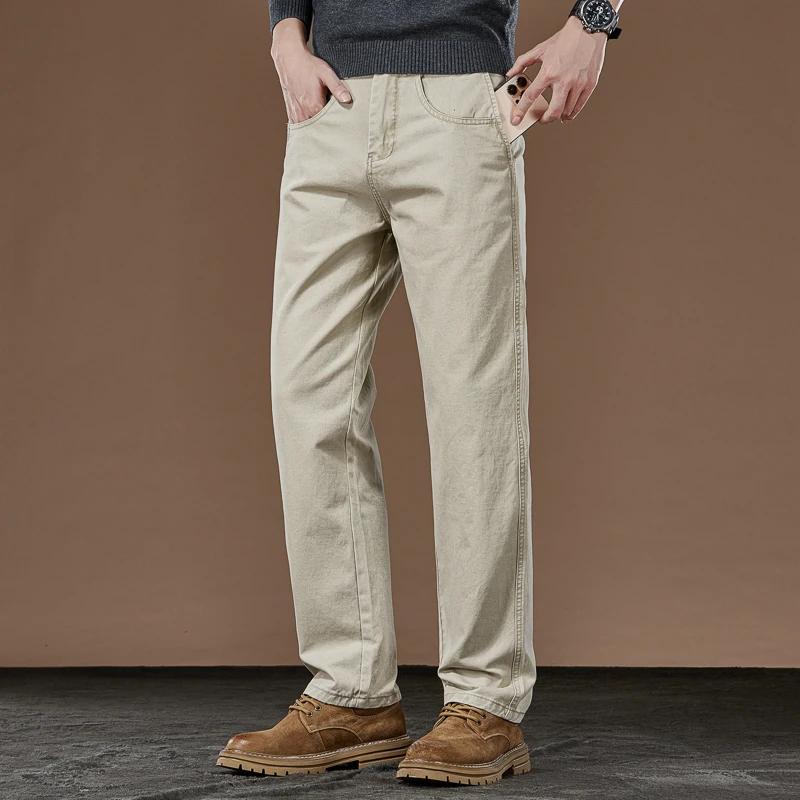 100% coton pantalons droits décontractés automne nouvelle mode ample confortable épaissi pantalons d