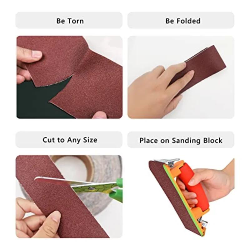 Rouleau de papier de verre 2/6/8 M, abrasif continu prêt à couper le tissu émeri pour ponceuse à tam