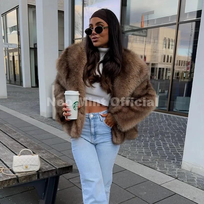 Neo Mint 2025 hiver exclusif rayé fausse fourrure veste femmes pardessus marque blogueur mode moelle