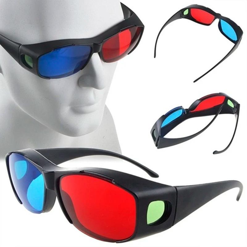 Lunettes 3D universelles pour jeu de film Anaglyph, monture noire, rouge, bleue, de haute qualité, n