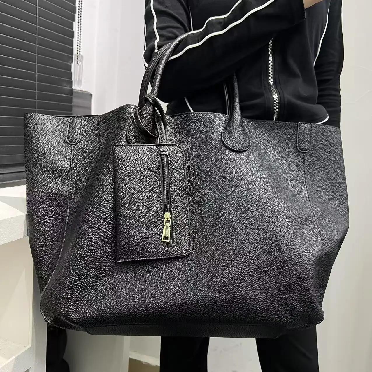 Sac à langer bandoulière classique de créateur pour femme, grand sac fourre-tout de luxe en cuir élé