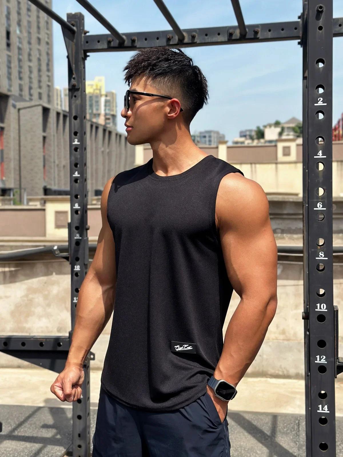Débardeur de gymnastique pour hommes, chemise de Fitness sans manches, maille respirante, gilet de s