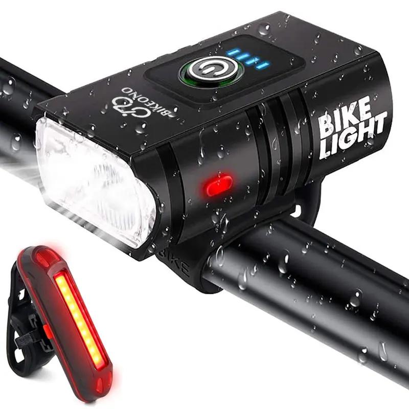 Lumière de vélo USB Rechargeable vtt lampe avant phare lampe de poche éclairage de vélo lampe de poc