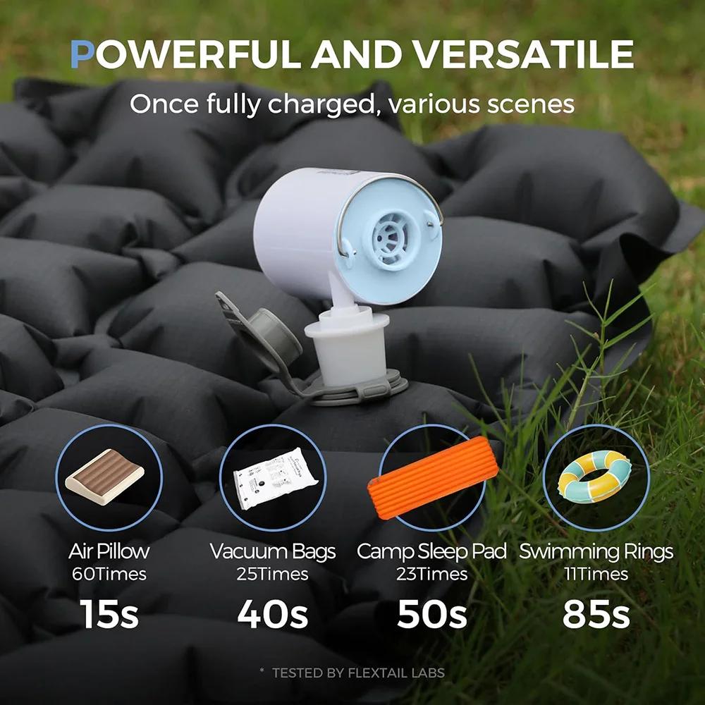 FLEXTAIL TINY PUMP X - Pompe à air de camping portable avec batterie de 1300 mAh rechargeable pour f