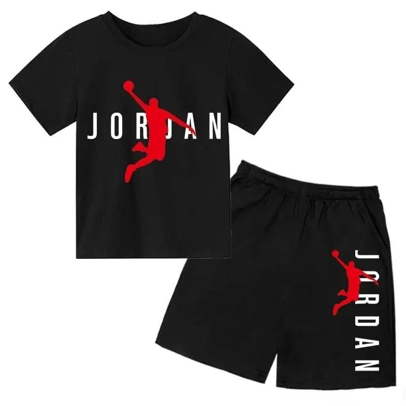 Marque d'été lettre imprimer à manches courtes enfant T-shirt + Shorts 2 pièces ensemble pour garçon