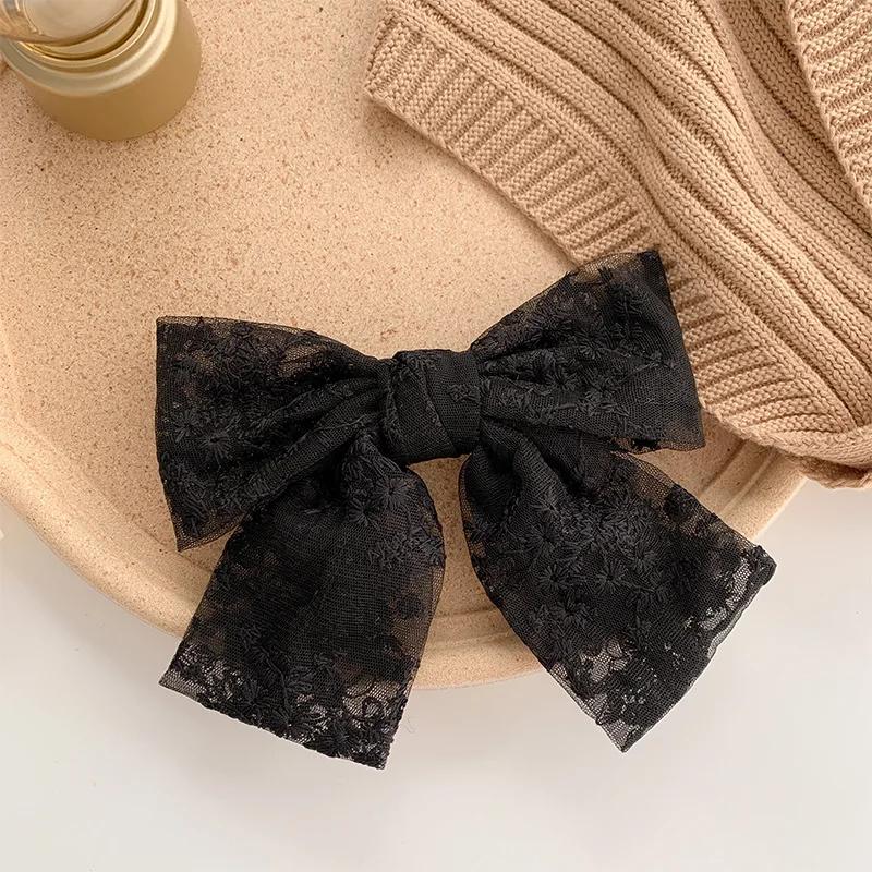 Pince à cheveux avec nœud en dentelle, brodée douce et élégante, pince à ressort en ruban, pince à c