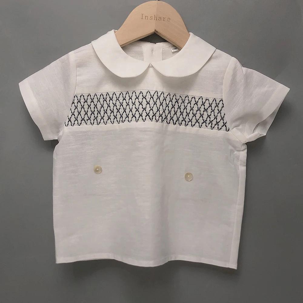 Ensemble de Boutique pour enfants, 2 pièces, smocks espagnol, en coton et lin, costume à manches cou