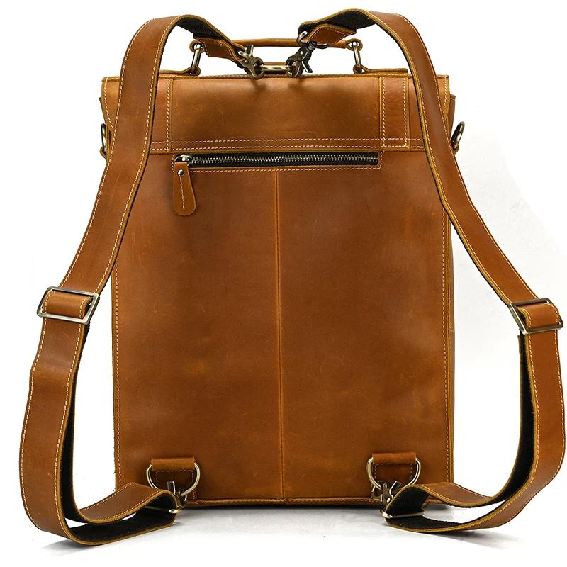 Sac à dos en cuir de cheval Elin pour hommes et femmes, sac d'école de créateur de luxe, mode vintag