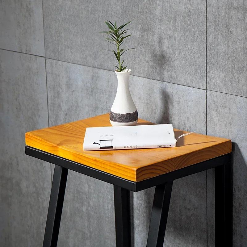 Chaise de bar minimaliste en fer à pieds hauts, sièges en bois massif, sièges de comptoir, meubles d