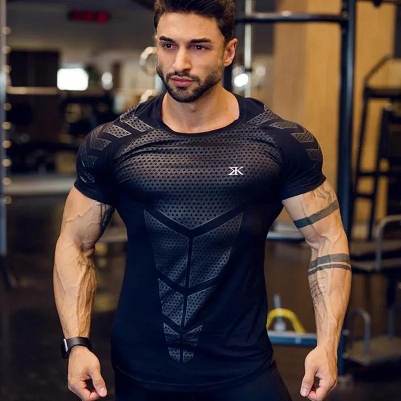 T-shirt sport homme 2026 fitness musculation - Haut compression moulant séchage rapide entraînement