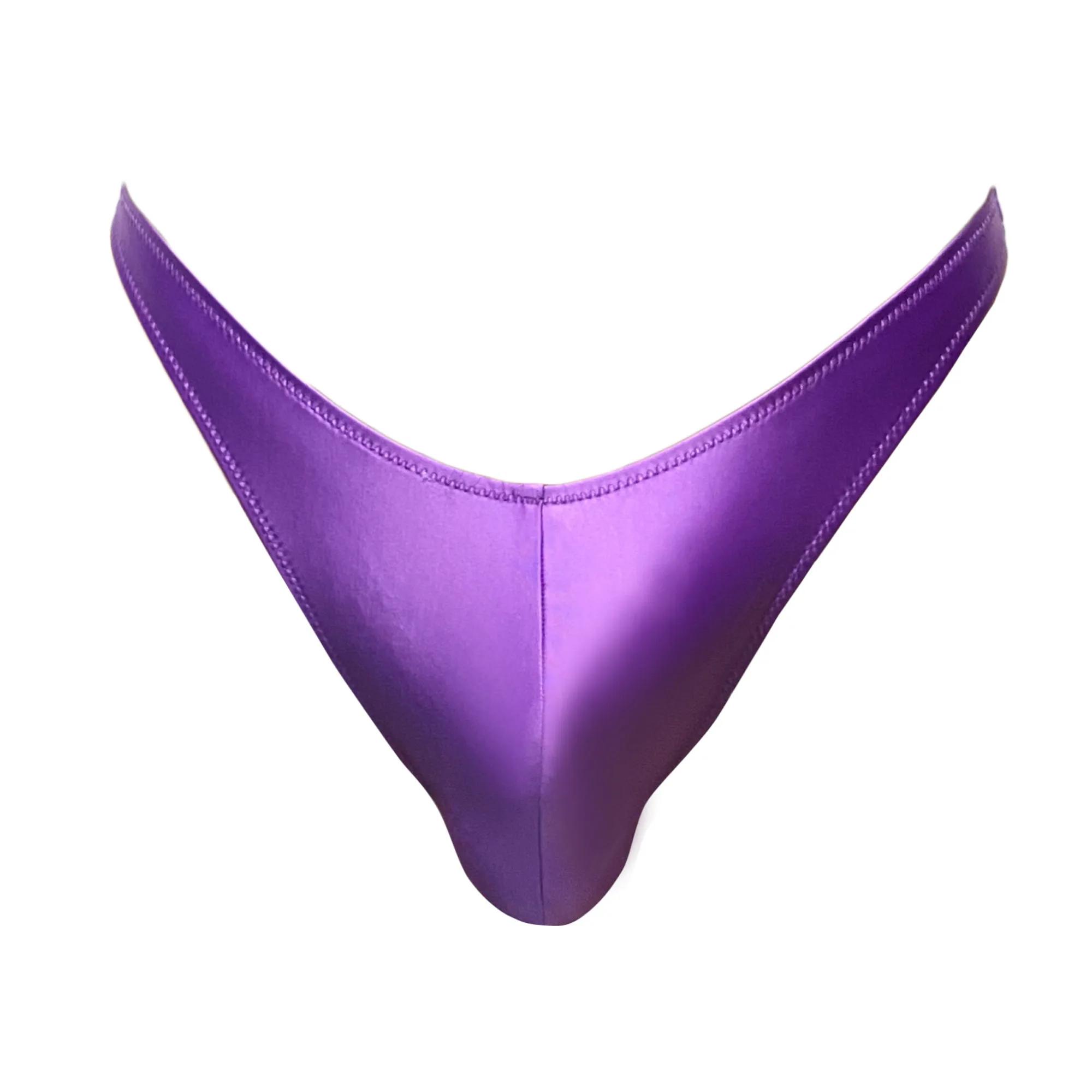 String pour hommes taille basse en satin brillant - Sous-vêtement V-shape confortable et stylé