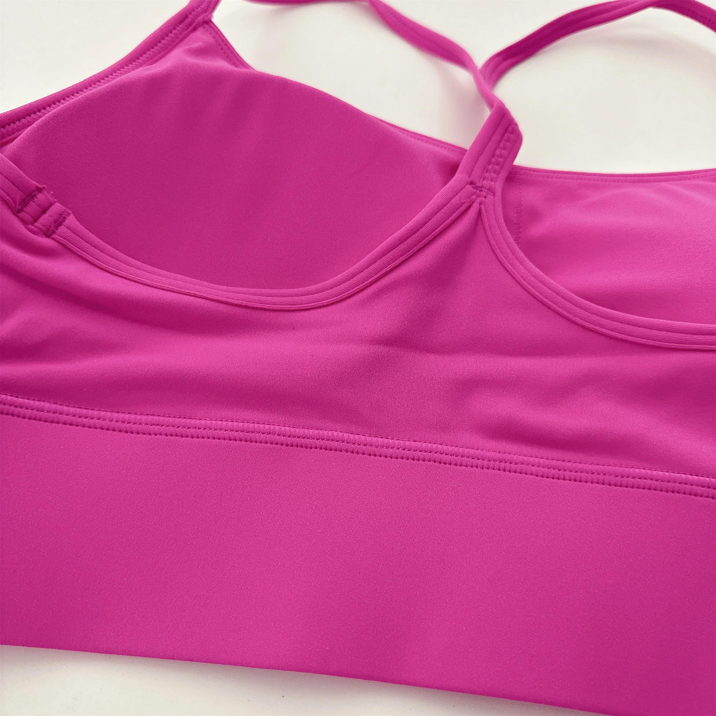 Soutien-gorge de Fitness en forme de Y pour femmes, couleur unie, doux, dos croisé, collants, gilet