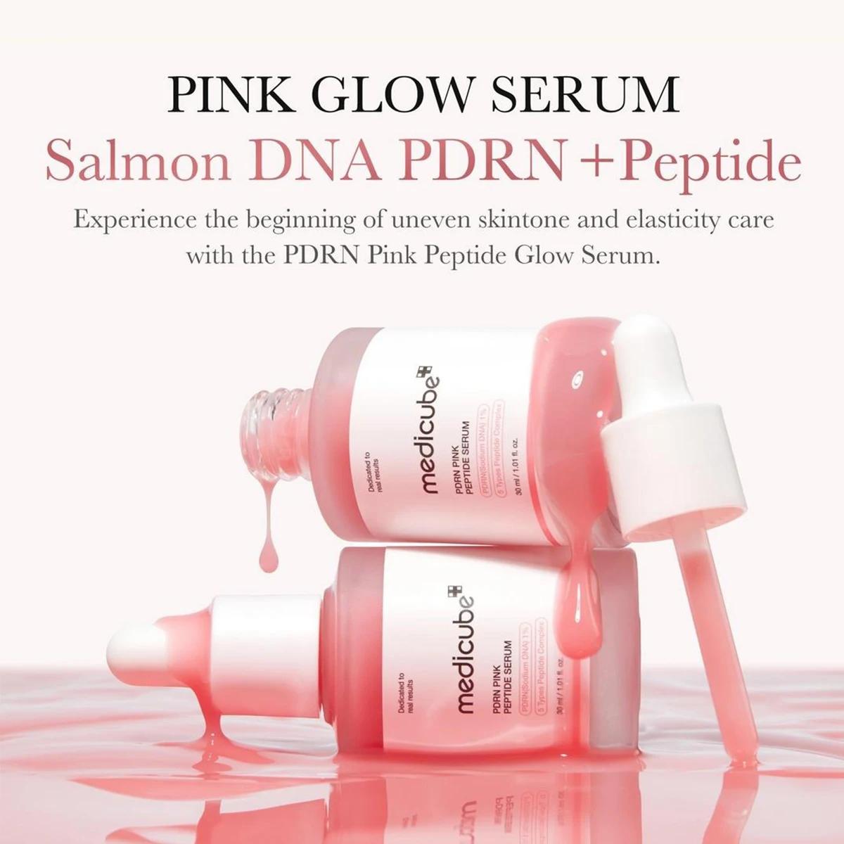 Sérum au peptide rose PDRN à l'ADN de saumon Medicube, lisse et à absorption rapide, rafraîchissant