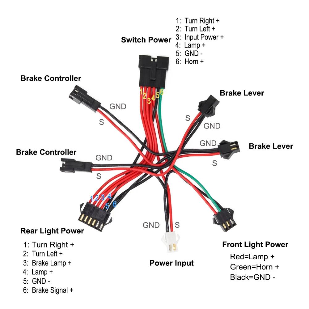 Jeu de feux arrière de frein avant de vélo électrique, pour batterie 36V 48V, contient un interrupte