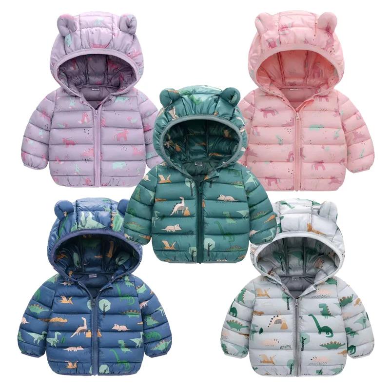 Doudounes pour bébés garçons et filles, manteaux à fermeture éclair motif ours de dessin animé pour