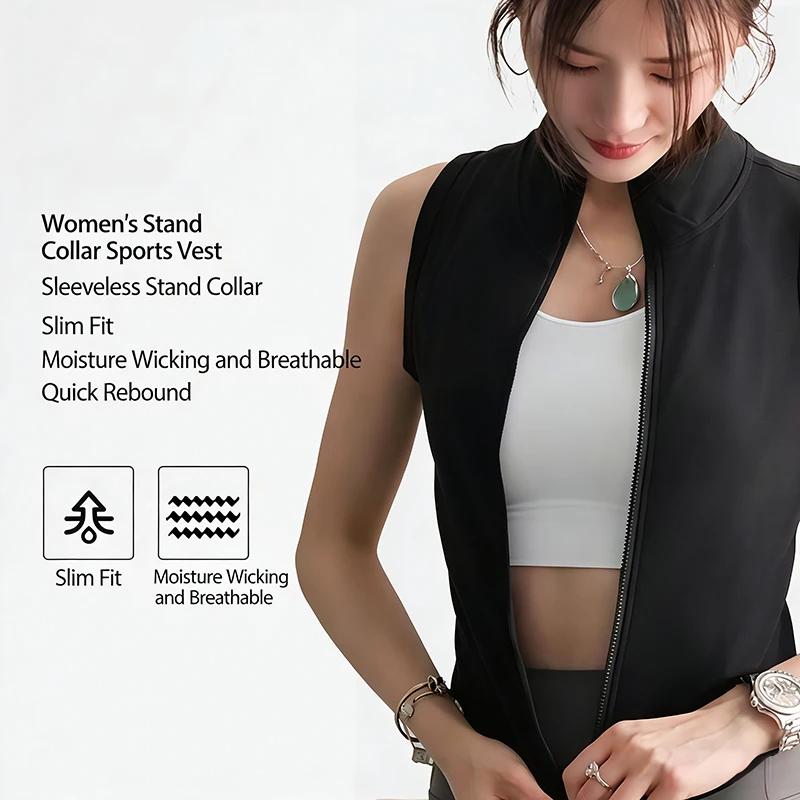 Gilet d'entraînement zippé, haut sans manches à séchage rapide pour la gym, la course et le yoga, vê